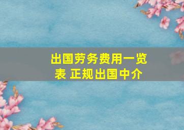 出国劳务费用一览表 正规出国中介